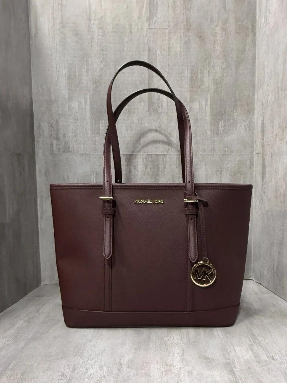 Michael Kors Jet Set Travel Medium Saffiano Leather Tote - Burgundy